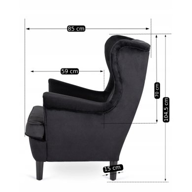 Крісло м'яке Mebel Elit KLARIS 2 Welur Чорний ME.KLARIS2/CZ/V/FW фото - 14