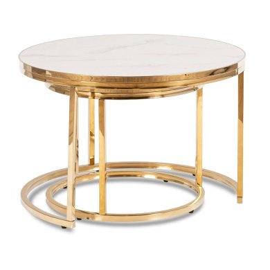 Комплект журнальних столів Mebel Elit ARON Ceramic Marmur 2 шт Білий ME.ARON/BM/ZL/CER/L фото - 3