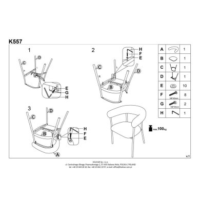 Обеденный стул Halmar K557 Бежевый - 14 Обеденный стул Halmar K557 Бежевый V-CH-K/557-KR фото - 14