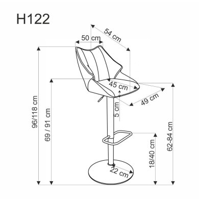 Барный стул Halmar H122 Пепельный - 10 Барный стул Halmar H122 Пепельный V-CH-H/122-POPIELATY фото - 10
