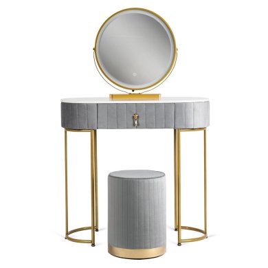 Туалетный стол c пуфом Mebel Elit ASHLEY MINI Marmur Серый ME.ASHLEYMINI/P/ZL/B фото - 2
