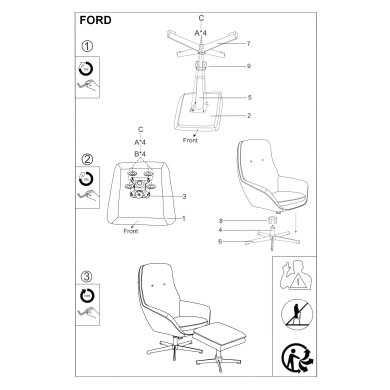 Кресло мягкое поворотное с подставкой Signal Ford Velvet Бирюзовый FORDVTR фото - 2