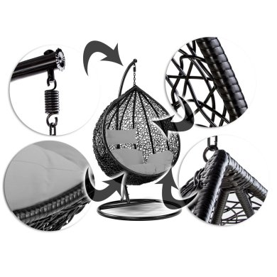 Підвісне крісло-кокон Corciano AMBER Чорний 5901721053311 фото - 5