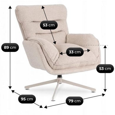 Кресло мягкое поворотное с подставкой Mebel Elit PASADENA Кремовый ME.PASADENA/KR/KR/T/FW фото - 8