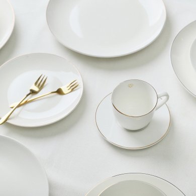 Чашка с блюдцем Homla BASIC 210 мл | Белый / Золотой - 5 Чашка с блюдцем Homla BASIC 210 мл | Белый / Золотой 164307 фото - 5
