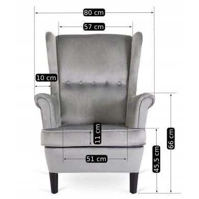 Кресло мягкое Mebel Elit KLARIS 2 Welur Серый ME.KLARIS2/P/V/FW фото - 14