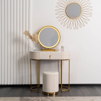 Туалетный стол c пуфом Mebel Elit ASHLEY MINI Marmur Бежевый ME.ASHLEYMINI/BZ/ZL/B фото - 4