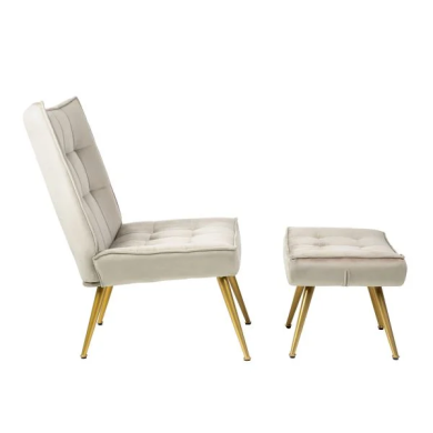 Кресло мягкое с подставкой Homla VINNIS Welur Бежевый 216131 фото - 2