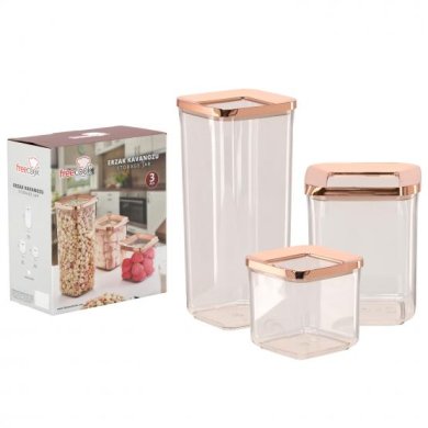 Набір контейнерів Chomik 0,7/0,9/1,7л | Рожевий / Прозорий OKY2315 фото - 2