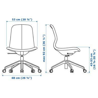 IKEA Офісне крісло LANGFJALL Темно-сірий (ИКЕА ЛАНГФЬЯЛЛЬ) 49252384 фото - 22