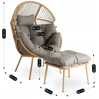 Садовое кресло с подставкой Mebel Elit PORTLAND Дерево ME.PORTLAND/P/NAT/T/FW фото - 10