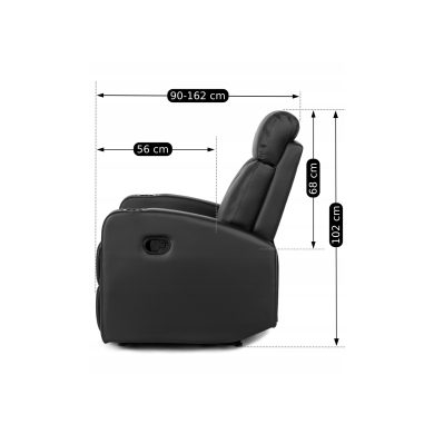 Крісло м'яке розкладне з реклайнером Mebel Elit ALAN 2 skora Чорний ME.ALAN/CZ/E/FW фото - 9