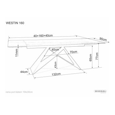 Раскладной обеденный стол Signal WESTIN Ceramic Marmur Черный WESTINCCC160 фото - 12
