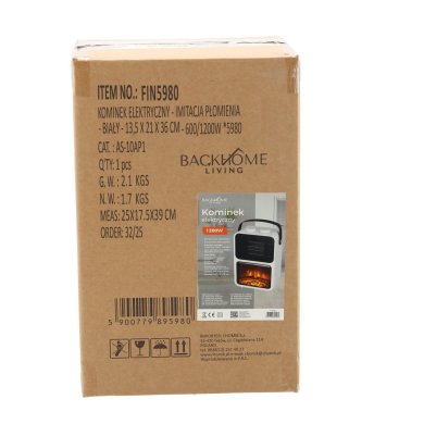 Электрический камин с имитацией пламени Garden Line 600-1200 Вт Белый FIN5980 фото - 5