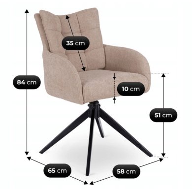 Обеденный стул поворотный Mebel Elit JULY Бежевый ME.JULY/BZ/T/K фото - 7