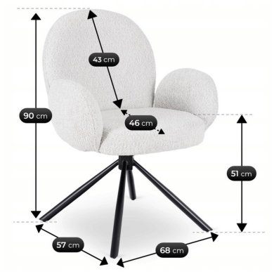 Обеденный стул поворотный Mebel Elit MUSSO Boucle Серый ME.MUSSO/P/CZ/TB/K фото - 8