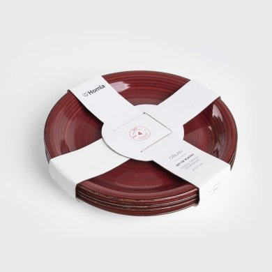 Набор обеденных тарелок Homla OBLAN 27 см 4 шт Бордовый 230163 фото - 6