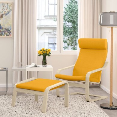 IKEA Крісло-качалка з підставкою POANG Жовтий (ИКЕА ПОАНГ) 19487794 фото - 2