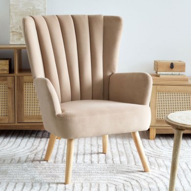 Крісло м'яке Homla MILLS Welur Бежевий 218192 фото - 7