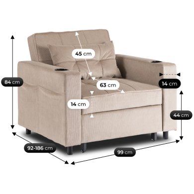 Кресло мягкое раскладное Mebel Elit SOLOR Velvet Бежевый ME.SOLOR/BZ/CZ/SZTR/FW фото - 14