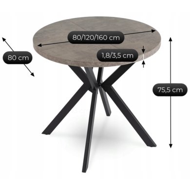 Раскладной обеденный стол Mebel Elit DORIAN Бетон ME.DORIAN/BET/CZ/S фото - 11