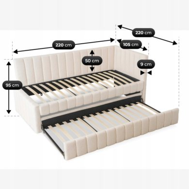 Раскладная кушетка Mebel Elit VILLEMO Boucle 90x200 см Кремовый ME.VILLEMO/90/90/KR/TB/LOZWYS фото - 9