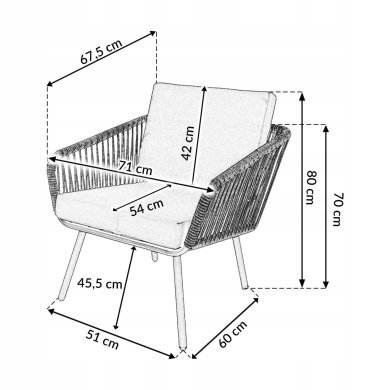 Комплект садових меблів Kontrast VENEZIA Сірий - 13 Комплект садових меблів Kontrast VENEZIA Сірий 5.05.13051 фото - 13