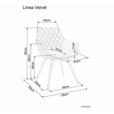 Обеденный стул Signal LINEA Welur Серый LINEAVCSZ фото - 7