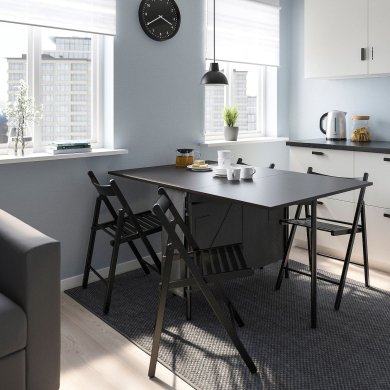 Розкладний обідній стіл KALLHALL Чорний - 3 IKEA Розкладний обідній стіл KALLHALL Чорний (ИКЕА КАЛЛХОЛЛ) 70500075 фото - 3