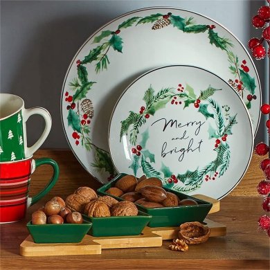 Сервірувальний набір мисок Chomik CHOINKA 32x20x4 см | Зелений / Дерево MUT4659 фото - 5