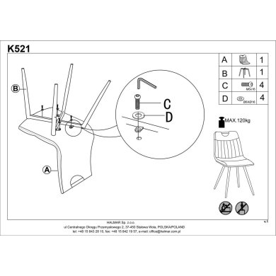 Обеденный стул Halmar K521 Горчичный V-CH-K/521-KR-MUSZTARDOWY фото - 14