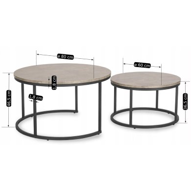 Комплект журнальних столів Mebel Elit ROCKY MAX 2 шт Бетон ME.MAXROCKY/BET/CZ/L фото - 11