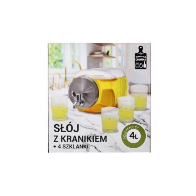 Диспенсер для напитков и 4 стакана Chomik 4 л Прозрачный SIP7958 фото - 2