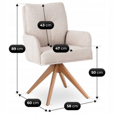 Обеденный стул поворотный Mebel Elit BIANCO Бежевый ME.BIANCO/BZ/T/K фото - 11