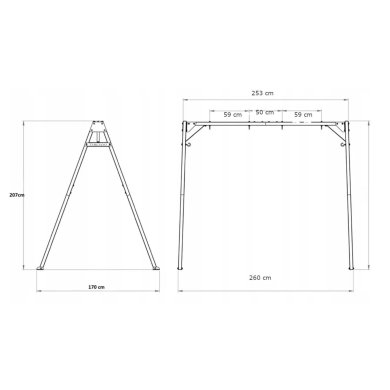 Підвісні гойдалки Corciano 253x170x207 см Сірий 5901157673374 фото - 13