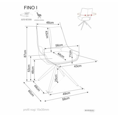 Обідній стілець поворотний Signal FINO I Noelle Бежевий FINOINOCBE фото - 6