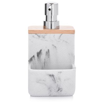 Дозатор жидкости для мытья посуды Duka MODERN 200 мл | Белый / Серый / Дерево 2220436 фото - 2