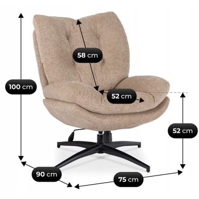 Кресло мягкое поворотное с подставкой Mebel Elit FREMONT Бежевый ME.FREMONT/BZ/CZ/T/FW фото - 8