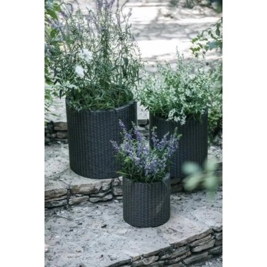 Комплект кашпо Keter Cylinder Planters 3 шт Антрацит 230217 фото - 3