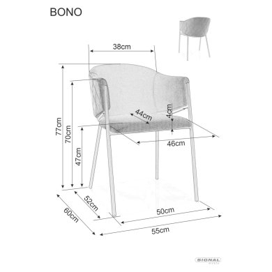Обеденный стул Signal BONO 2 Velvet Серый BONOVCSZ фото - 4