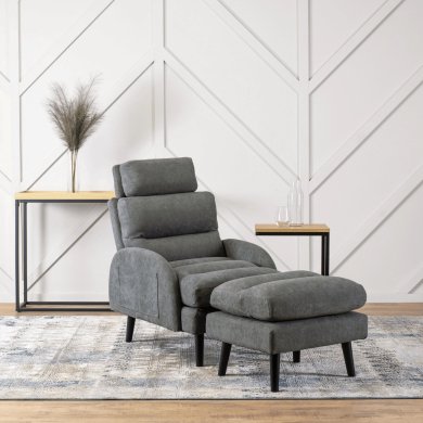 Крісло м'яке розкладне з пуфом Mebel Elit HENRY Сірий - 10 Крісло м'яке розкладне з пуфом Mebel Elit HENRY Сірий ME.HENRY/P/T/FW фото - 10