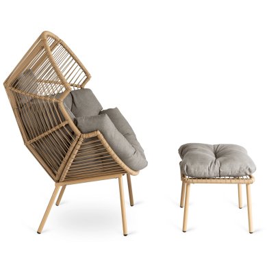 Садовое кресло с подставкой Mebel Elit PORTLAND Дерево ME.PORTLAND/P/NAT/T/FW фото - 2