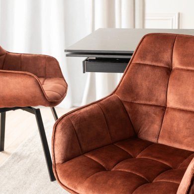 Обідній стілець поворотний Mebel Elit LUNA Welur Рудий ME.LUNA/RD/V/K фото - 7