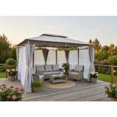 Садова альтанка з москітною сіткою Garden Line 4x3 м Бежевий TUN0372 фото - 9