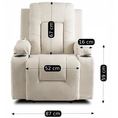Крісло м'яке розкладне масажне з реклайнером Mebel Elit BOX Velvet Бежевий - 16 Крісло м'яке розкладне масажне з реклайнером Mebel Elit BOX Velvet Бежевий ME.BOX2/BZ/SZTR/FW фото - 16