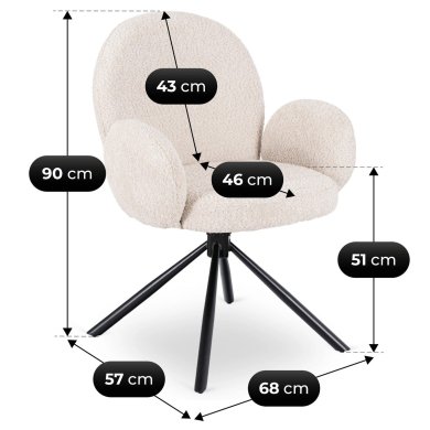Обеденный стул поворотный Mebel Elit MUSSO Boucle Бежевый ME.MUSSO/BZ/CZ/TB/K фото - 8