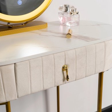 Туалетный стол c пуфом Mebel Elit ASHLEY MINI Marmur Бежевый ME.ASHLEYMINI/BZ/ZL/B фото - 5