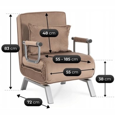 Крісло м'яке розкладне Mebel Elit BART Welur Бежевий ME.BART/BZ/V/FW фото - 15