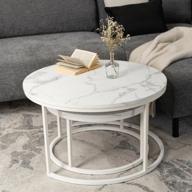 Комплект журнальных столов Mebel Elit JOE MAX Marmur 2 шт Белый - 9 Комплект журнальных столов Mebel Elit JOE MAX Marmur 2 шт Белый ME.MAXJOE/BM/B/L фото - 9