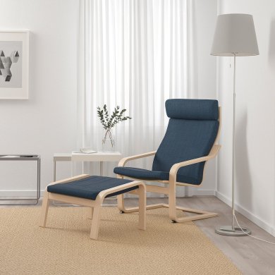 IKEA Крісло-качалка з підставкою POANG Темно-синій (ИКЕА ПОАНГ) 79484293 фото - 3
